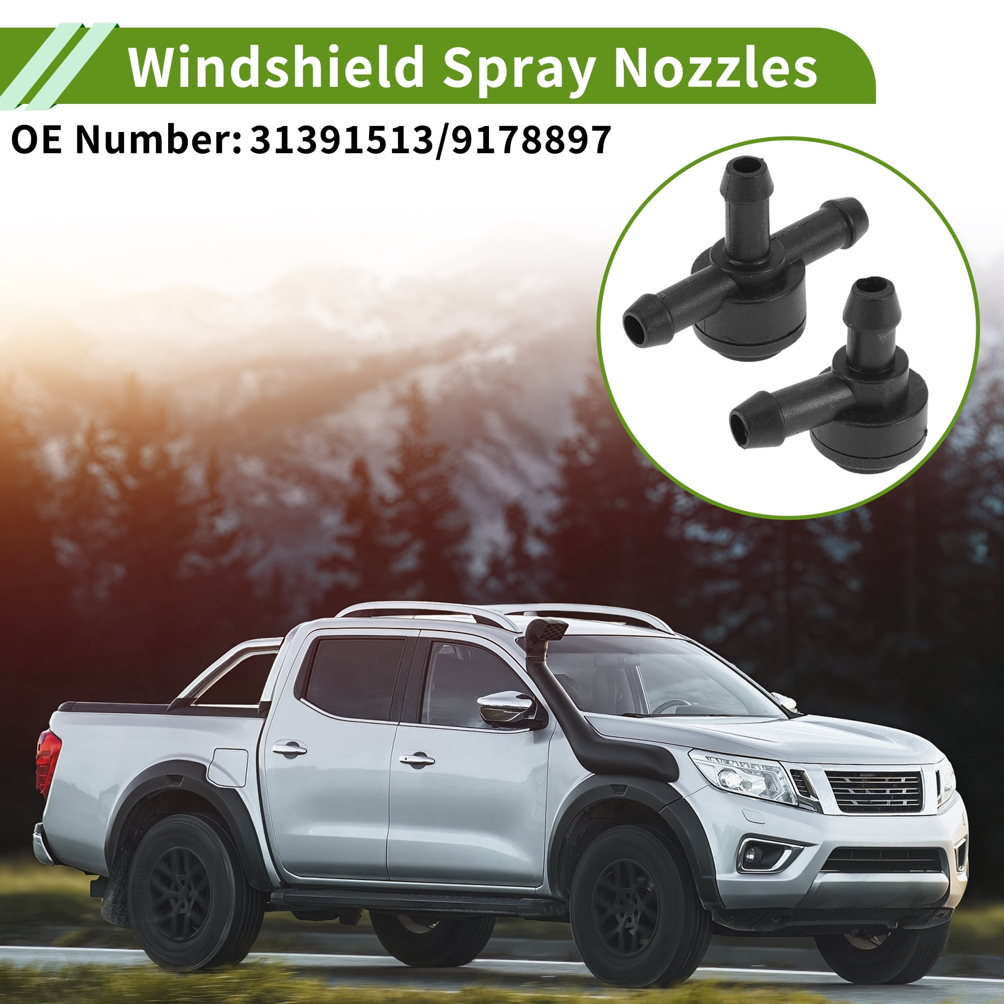 Unique Bargains Windshield Washer Nozzle for Volvo Black Plastic 1Set