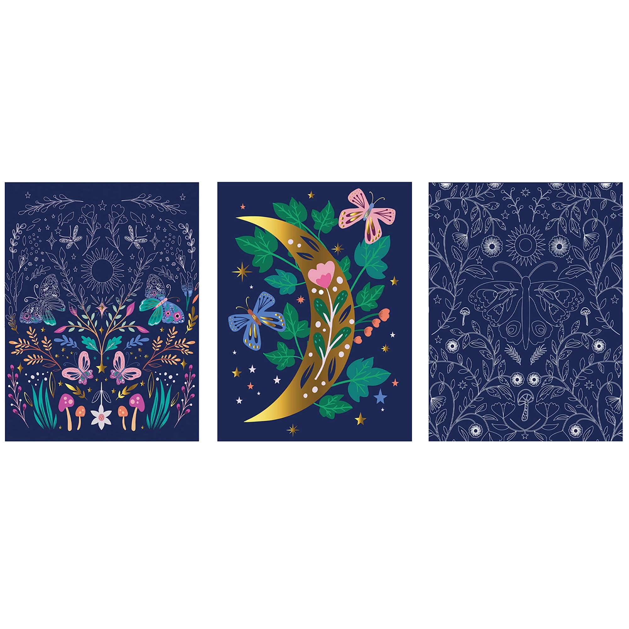 Brea Reese: Scratch Art Paper Pad - Enchanted Wood - 2 Each of 7 Designs, Foil Accents, Dual-Tip Stylus & Brush, Easy-to-Frame 6x8 Pages, Adult Craft