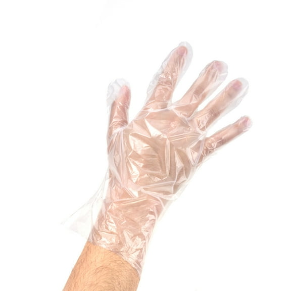 Eco Serve Clear Plastic Large Compostable Gloves - Powder-Free - 11 1/2" x 10 1/4" - 100 count box
