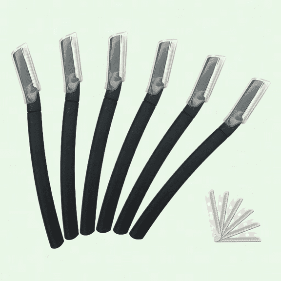 6-piece Eyebrow Shaver, Face Razor with Biodegradable Handle and Replacement Blades