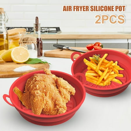 

Jokapy 2Pcs Air Fryer Silicone Pot 7.5 inch Silicone Air Fryer Liner Air Fryer Basket No-Stick Air Fryer Pan for Air Fryer Oven Microwave