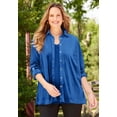 thumbnail image 3 of Catherines Women's Plus Size Anywear Velvet Buttonfront Shirt, 3 of 6