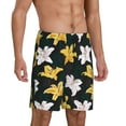 thumbnail image 2 of Fotbe Lilies Flowers Pajama Shorts for Men, Men's Pajama Bottoms, Sleepwear,Short Pajama Pants-Medium, 2 of 9