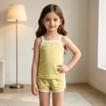 thumbnail image 7 of ZyeKqe Toddler Kids 2 Piece Sets Square Neck Sleeveless Tank Tops Cotton Lightweight Soft Comfy Loungewear Summer Outfits(18-24 Months,Yellow), 7 of 7