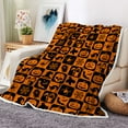 thumbnail image 2 of Halloween Blanket, Orange Checkered Plaid Pumpkin Black Bat Ghost Skull Halloween Throws Blankets, Spooky Webs Witch's Hat Soft Cozy Flannel Blanket for Sofa Couch Bed Decor, 60X90IN, 2 of 5