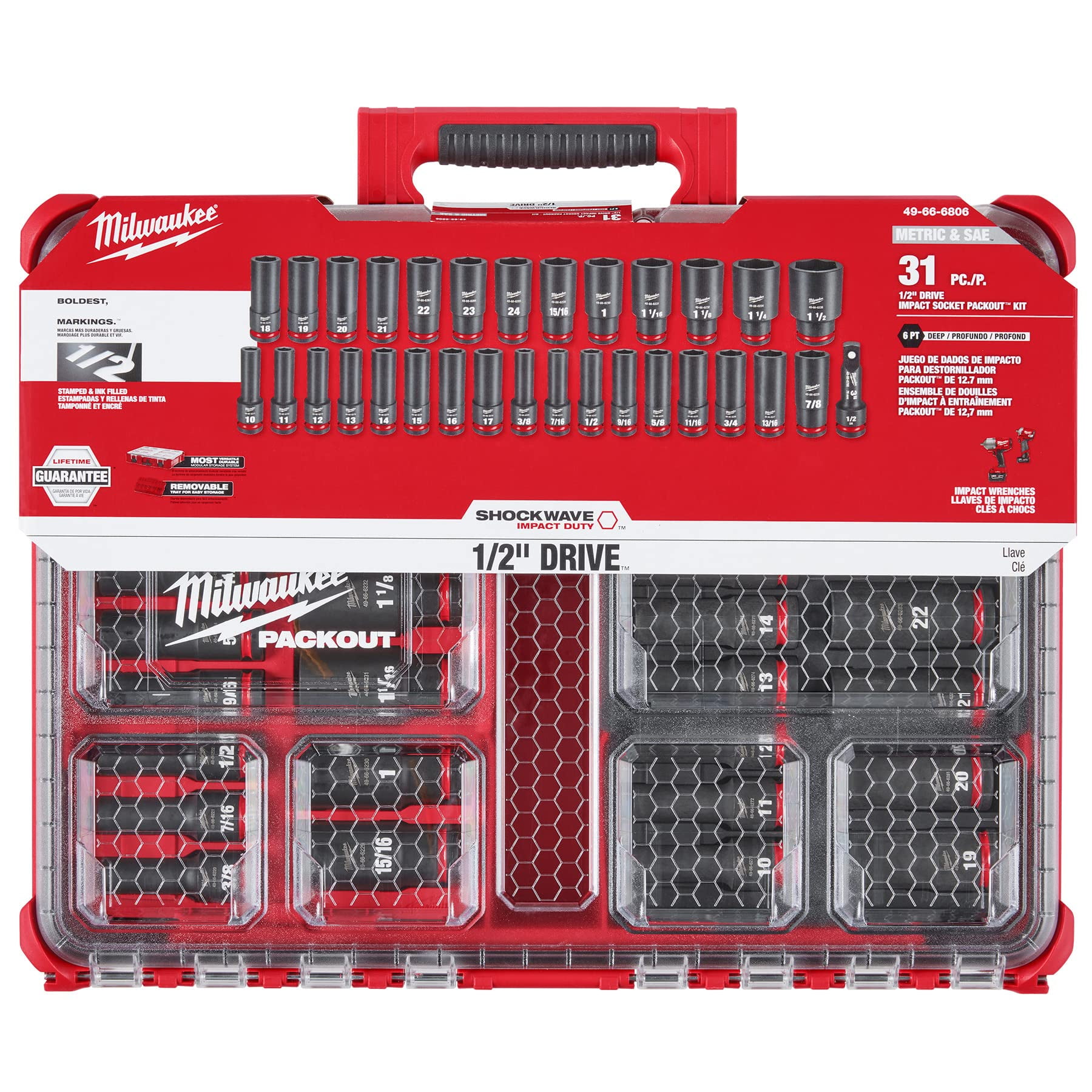 Milwaukee Socket Set Impact Duty 1/2IN 49-66-6806 C64
