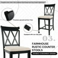 thumbnail image 2 of Dayalane Farmhouse Bar Stools Set of 2, 24" X Back Wood Upholstered Counter Height Barstools for Kitchen Island, Cafe&Bistro, Pub, Dining Room,, 2 of 7