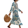 thumbnail image 3 of DISNIMO Mandala Flower Printed Maxi Dresses for Women Casual Loose Dress V Neck 3/4 Sleeve Shift Dresses Fashion Long Dress, 2XL, 3 of 6