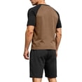 thumbnail image 5 of Mrmaere Men's Crew Neck T Shirt and Shorts Set Short Sleeve 2 Piece Contrast Panel for Street Style Brown L, 5 of 5