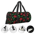 thumbnail image 5 of Xecao Cherry print Round Travel Duffel Bag is a foldable gym bag with an inner pocket, perfect for travel sports, 5 of 8