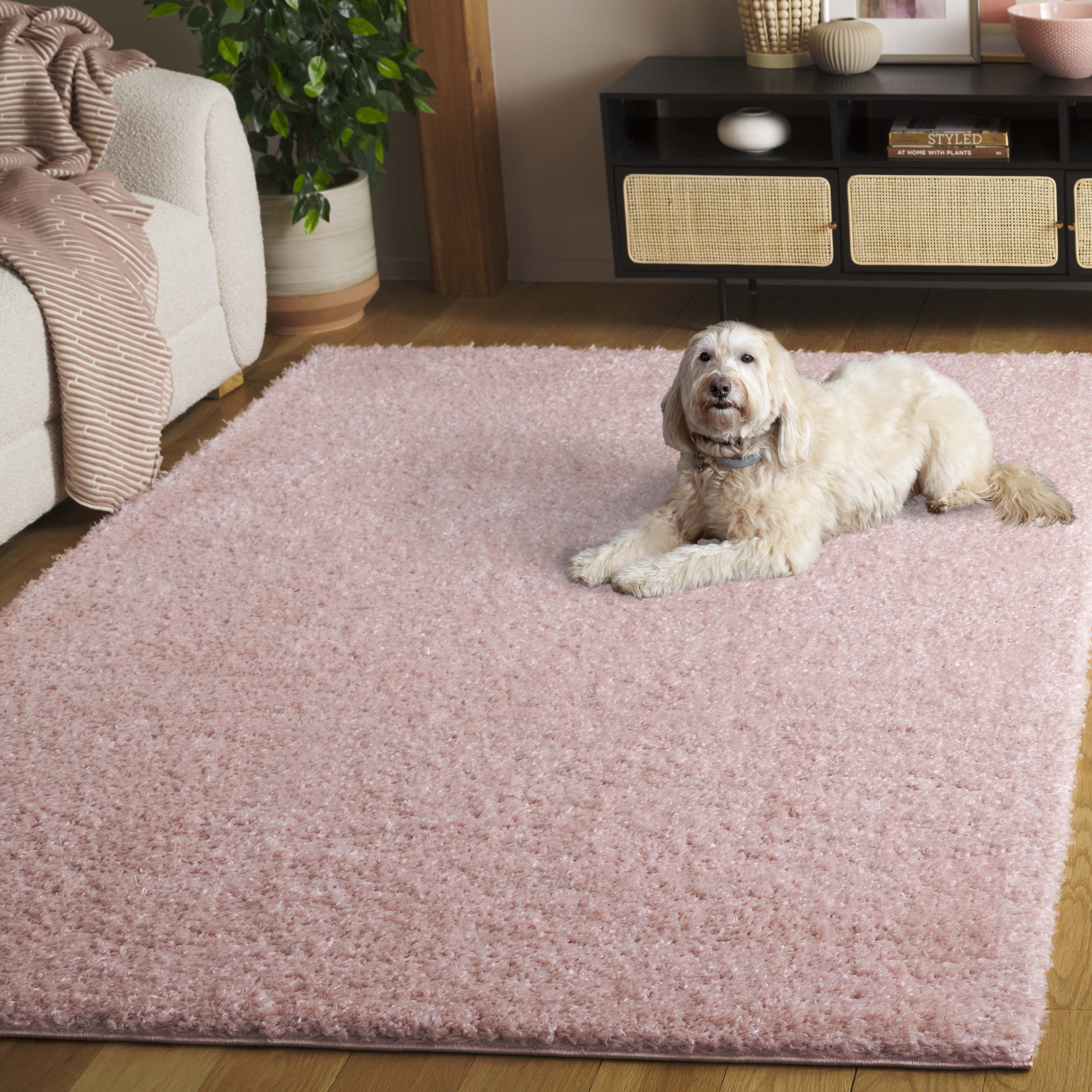 Safavieh Lindsay Deborah Solid Polyester Shag Area Rug, Pink, 6' x 9'