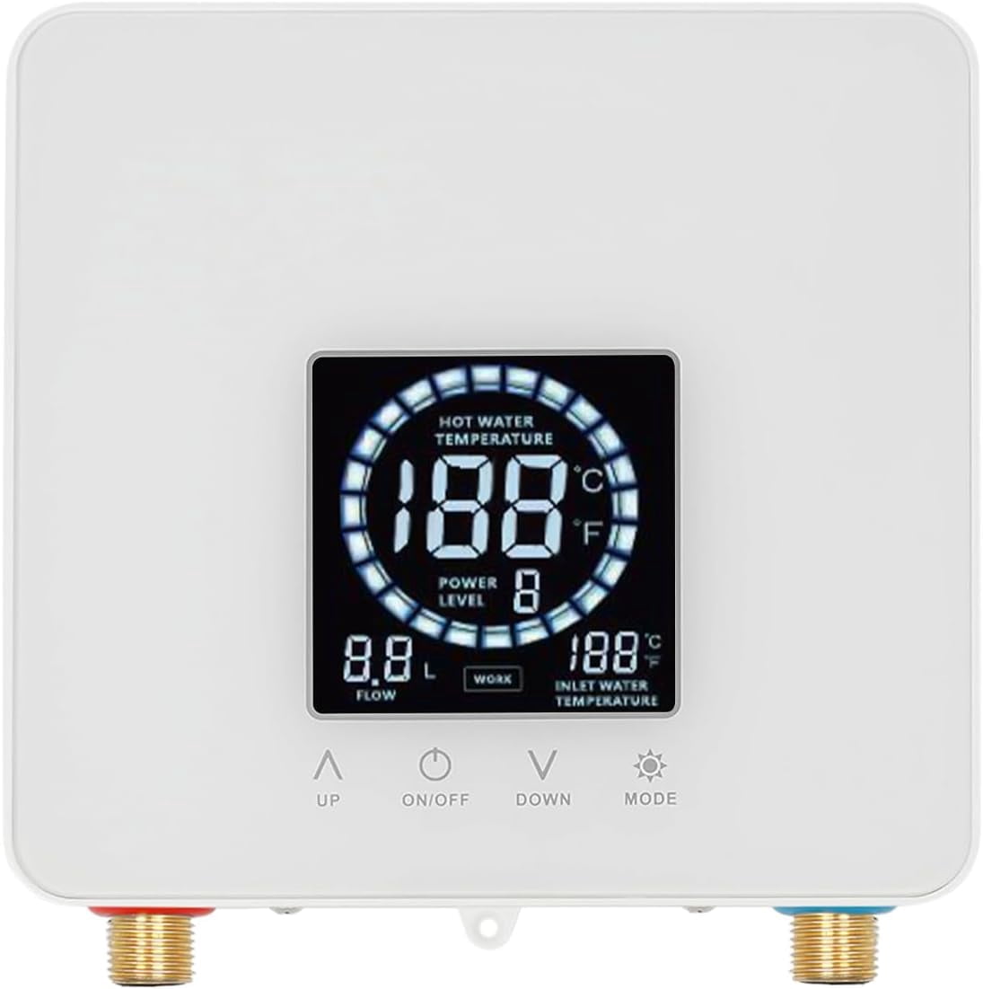 Miumaeov Intelligent Constant Temperature Electric Water Heater,Large Square All White Design, Pecise Temperature Control,Enjoy Comfortable Bathing