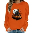 thumbnail image 5 of Inverlee Women's Halloween Sweatshirts Cute Pumpkin Ghost Graphic T-shirt Stretch Round Neck Sweatshirt Long Sleeve Holiday Pullover Tops Halloween Gifts, 5 of 6