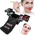 thumbnail image 3 of HUGFEGWE Three Layers Professional Makeup Travel Case, Large Capacity Make up Bag Portable Cosmetic Case for Toiletry Travel Accessories(Black) CJB91-65028, 3 of 8