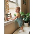 thumbnail image 4 of BemeyourBBs Newborn Baby Summer Clothes Infant Baby Boys Dinosaur Elephant Outfit Casual Loose Striped Short Sleeve T Shirt Tops and Animal Embroidered Overalls Jumpsuit Suspender Pants Set, 4 of 9