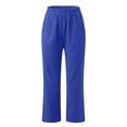 thumbnail image 5 of TAGOLD Womens Summer Pants, Summer Cotton and Linen Pants for Womens, Women Casual Solid Color Pockets Elastic Waist Comfortable Straight Calf-Length Pants, 5 of 5