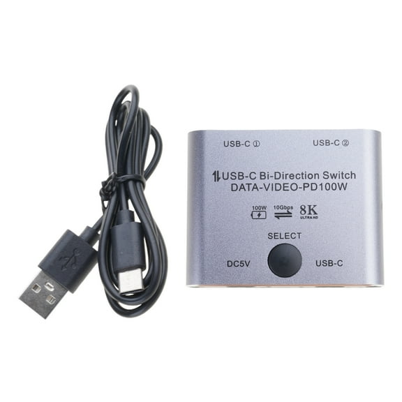 BiDirectional 8K USB C Switcher for 2Computers with Fast 100W Charging 10Gbps Data Transfer, Ideal for MultiDevice Use