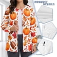 thumbnail image 6 of Binienty Fall Pumpkin Football Crewneck Scrub Jackets for Women with Pockets Comfortable, Snap Front Hospital Scrubs, for Vet Workers Medical Assistants Pediatric Nurses, Breathable Fitted, 6 of 7