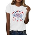 thumbnail image 4 of Clearance Tops under $5! Yrmaups Women Summer Blouse Patriotic Round Neck Short Sleeve USA Stars Blouses Independence Day Red White and Blue 2025 T-shirts Clothes, 4 of 7