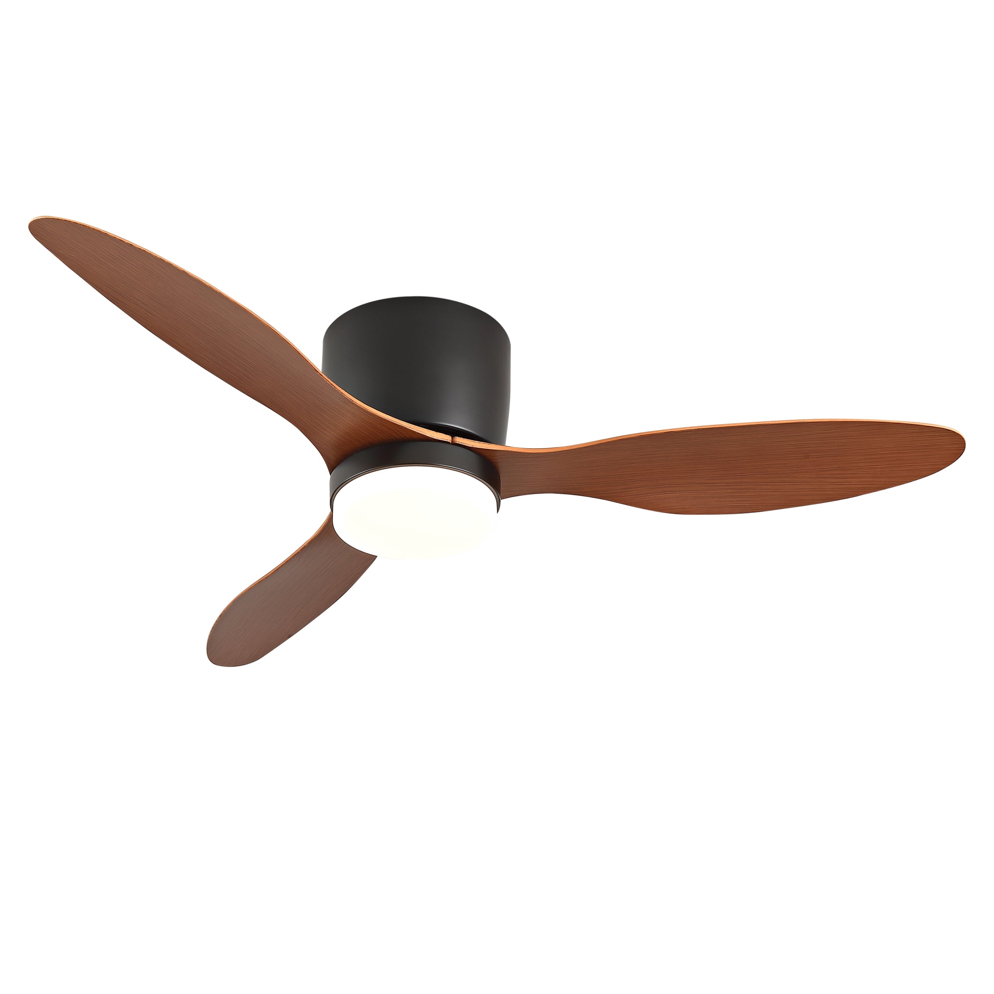42" Black Small Low Profile Ceiling Fan with Light & Remote, 6-Speed DC, Indoor Outdoor