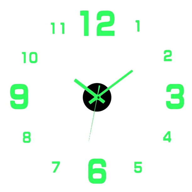 Pegatinas de reloj de pared luminosas de acrílico DIY sin marco para colgar relojes redondos brillantes luminoso-C
