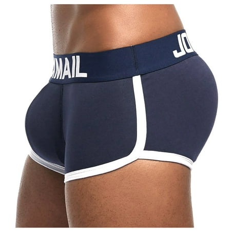 

KDDYLITQ Men Boxer Briefs Underwear Comfortable Shapewear Low Rise Solid Plus Size Underpants Dark Blue L