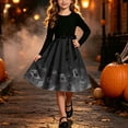 thumbnail image 3 of Mitankcoo Girls Halloween Dresses Long Sleeve Crew Neck Swing Midi Dress with Belt for Casual Wear 5-14Y, 3 of 8