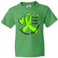 thumbnail image 3 of Inktastic Love, Care, Cure Lymphoma Awareness Lime Green Ribbon Hearts Youth T-Shirt, 3 of 5