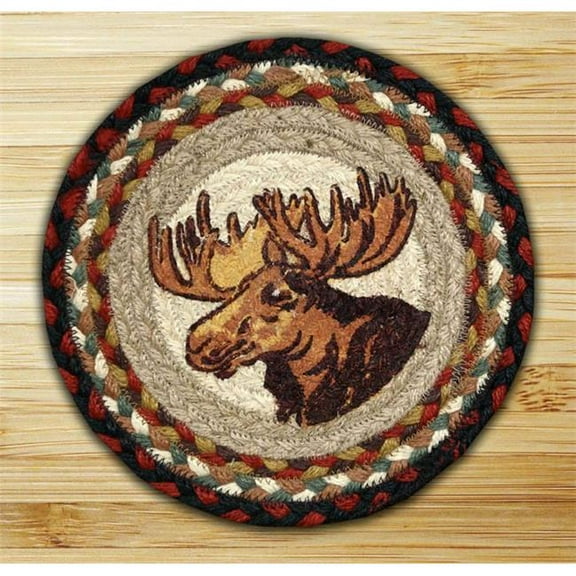 Earth Rugs 80-019MP Moose Portrait Printed Round Swatch