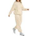 thumbnail image 6 of Women's Casual Hooded Sweatshirt and Wide-Leg Pants Tracksuit Set, for Winter Sports and Everyday Comfort,Beige,L, 6 of 6