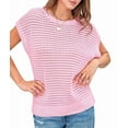 thumbnail image 3 of Womens Spring Tops Summer Shirts Crochet Cap Sleeve Sweater Pullover Cute Crew Neck Beach Cover Ups Pink XL, 3 of 8