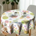 thumbnail image 5 of Easter Day Tablecloth Round - Bunny Floral Eggs Wrinkle Resistant Reusable Table Cloth 60 Inch Spring Seasonal Holiday Table Decoration for Party Indoor Outdoor, 5 of 6