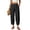 Black, variant on Nestiefly Women Linen Wide Leg Palazzo Barrel Pants Drawstring Casual Summer Beach Vacation Boho Baggy Pant with Pockets Khaki 2XL