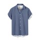 thumbnail image 4 of Blusa y camisa de manga corta con cuello vuelto y botones para hombre, estilo cárdigan vertical de manga corta con cuello vuelto y bolsillo, blusa de poliéster para hombre, 4 of 5