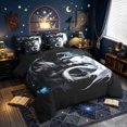 thumbnail image 2 of meiyoeat Yin Yang Dragon Full Size Bedding Sets for Boys, Frost Magic Animal Full Size Bed in a Bag, Black White, Black Reversible, 7-Piece, 2 of 5