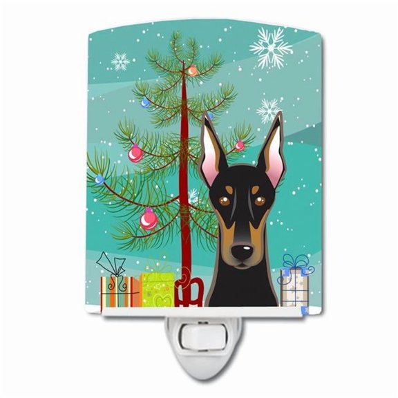 Caroline's Treasures BB1617CNL Christmas Tree and Doberman Ceramic Night Light, 6x4x3", multicolor