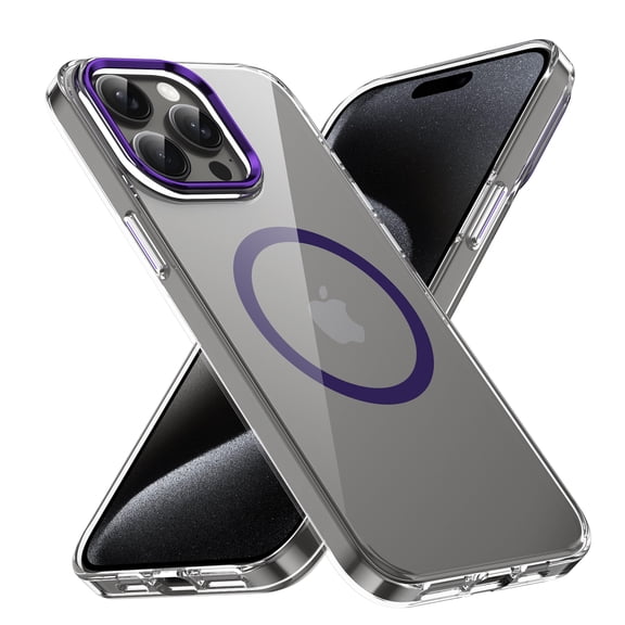 Magnetic for iPhone 16 Plus Clear Case Compatible with Magsafe Military-Grade Protection Shockproof Phone Bumper,Anti-Scratch Drop Proof Anti-Fingerprint Clear Hard Back Cover Back,Purple