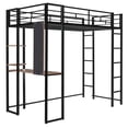 thumbnail image 4 of GZXS Modern Twin Size Metal Loft Bed with Desk, Storage Corner Shelf, 2 Built-in Ladders for Living Room, Black, 4 of 8