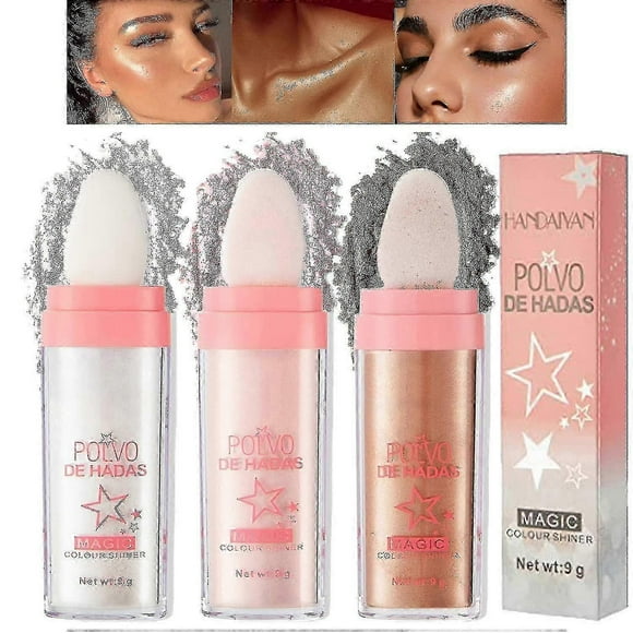 3 Pack Polvo De Hadas Fairy Highlight Patting Powder Highlighter Body Brightens The Natural Three-dimensional Face Powder Blusher