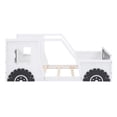 thumbnail image 3 of Yoneston Kids Twin Size Car-Shaped Platform Bed with Wheels, Classic Wood Car Bed Frame with Door and Window, White, 3 of 13