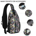 thumbnail image 2 of Sling Backpack,Day Of the Dead Halloween Pattern Crossbody Bag with Water Bottle Holder,Waterproof Sling Bag for Men/Women with Chest Phone Holder for Hiking,Travel, 2 of 6