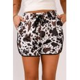 thumbnail image 3 of ABPHQTO Shorts de cintura media con cordón y pierna recta con estampado de vaca para mujer, 3 of 5