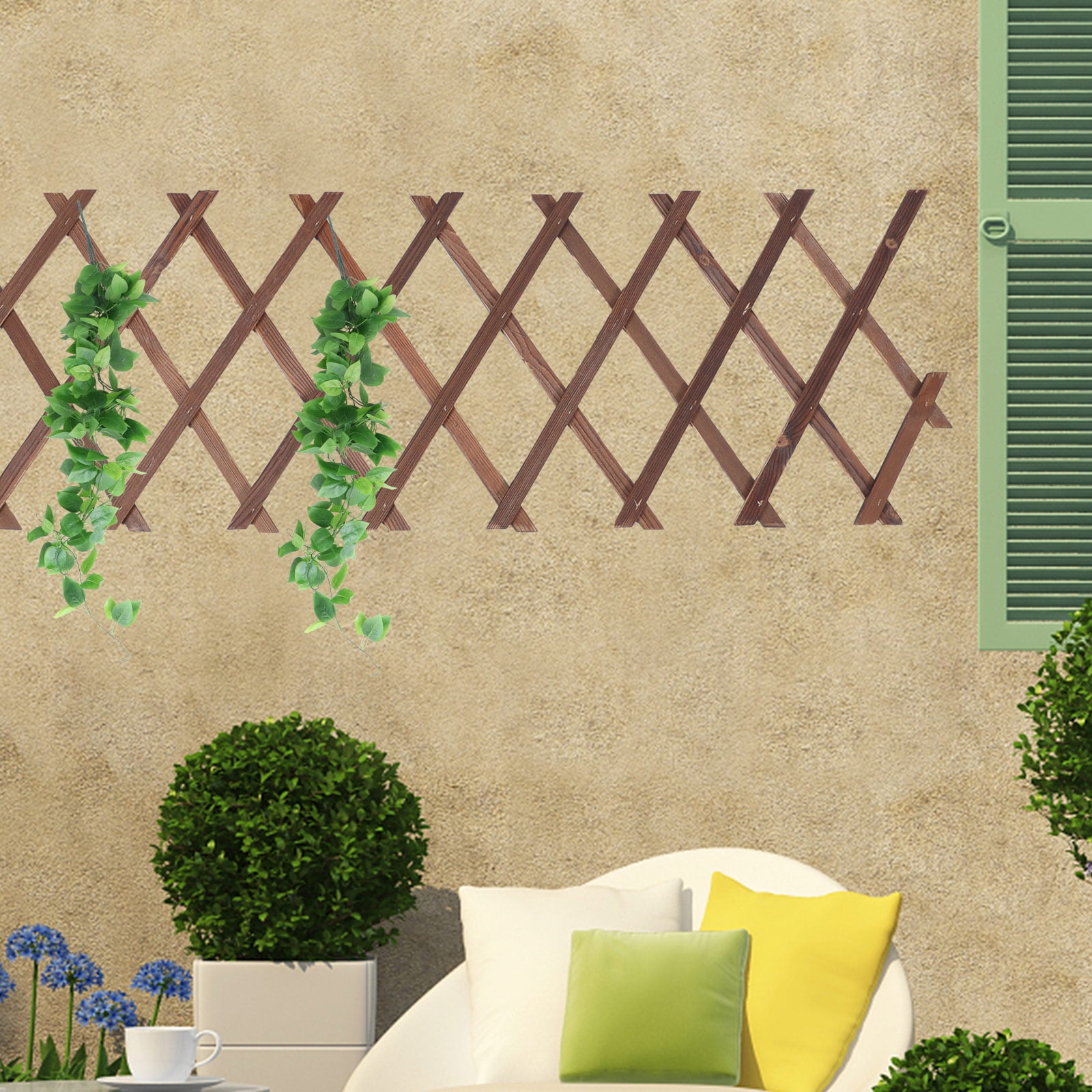 Hytrove Garden Edging Fences Wooden Brown For Yard Scene Layout 2Pcs 17.29X9.04X0.79in