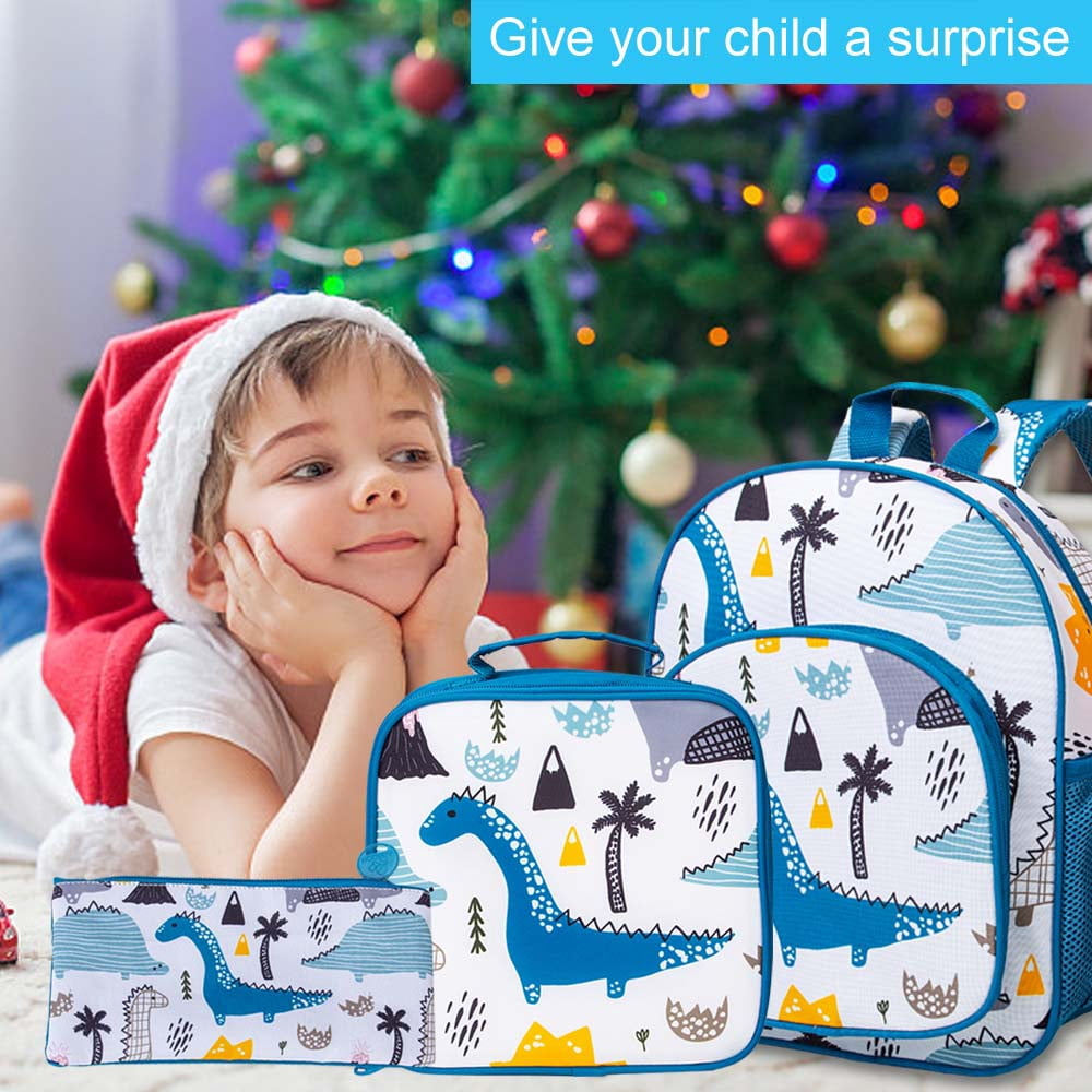 AGSDON Dinosaur Backpack for Boys,3PCS Toddler Backpack and Lunch Box for Boys