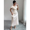 thumbnail image 7 of Elegant Apricot Satin Cowl Neck Short Sleeve Maxi Dress For Date Or Evening Wear, 7 of 7