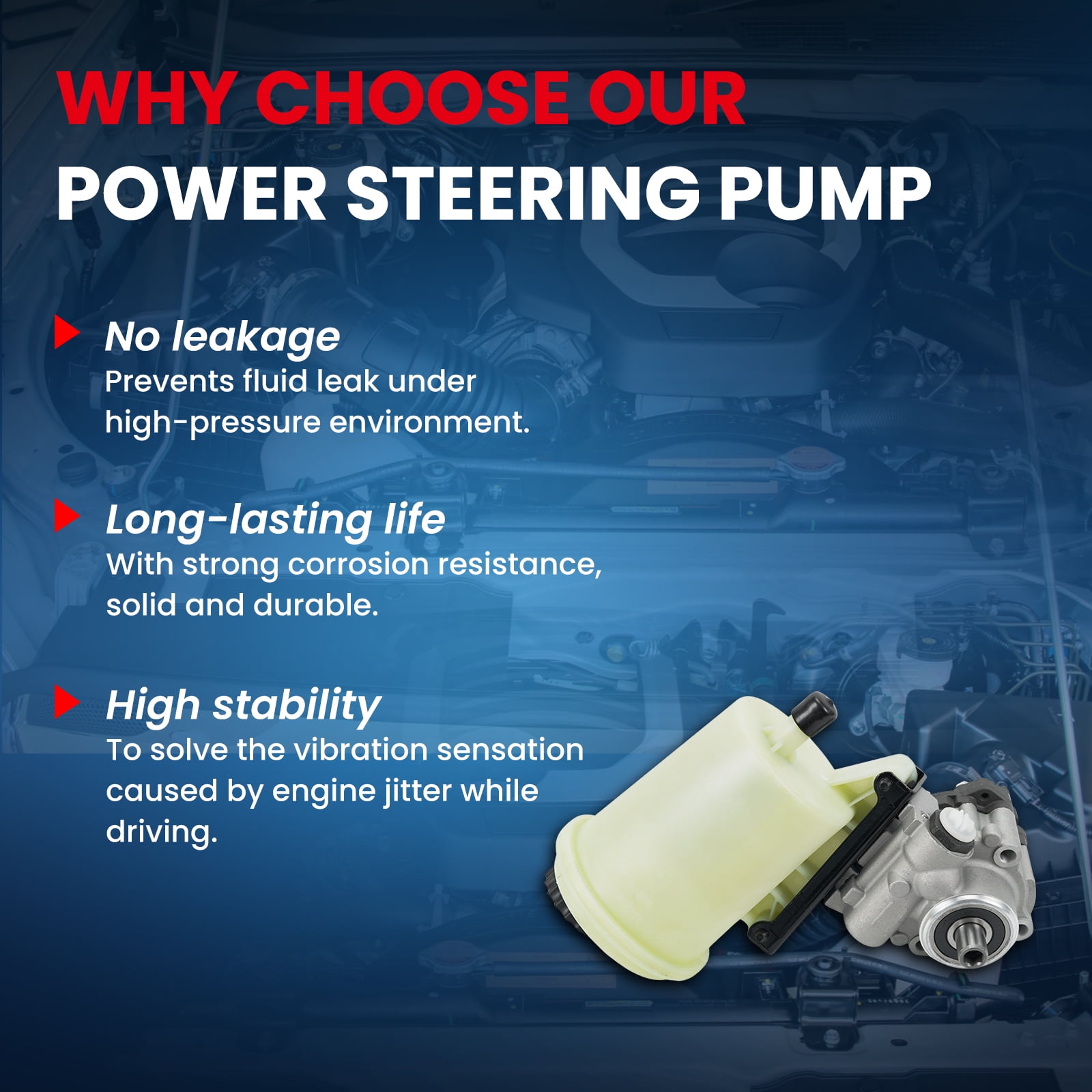 MOCA AUTOPARTS Power Steering Pump w/ Reservoir Fit for 2003-20010 Dodge Ram 1500 2500 3500 4000 4500 5500