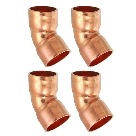 Uxcell Elbow Copper Fitting 99.9% Pure Copper Pipe Fitting 45 Degree Short Radius Connector for HVAC Refrigeration 3/4 ID 1.2mm Thick 4