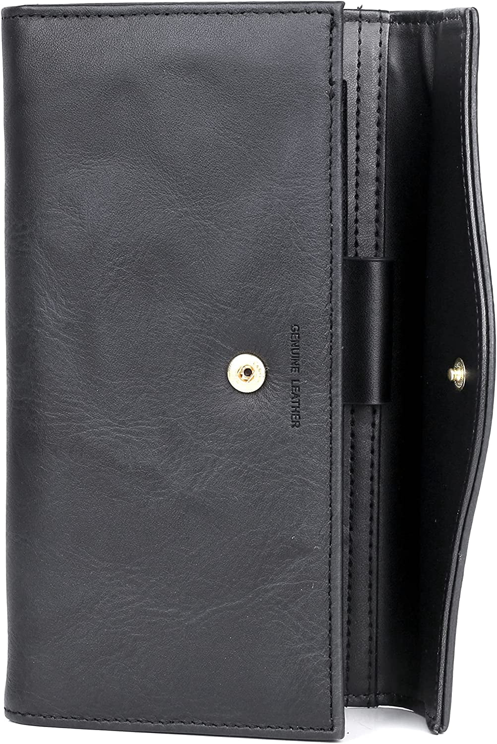 Julia Buxton Women's Heiress Organizer Clutch Leather, Black