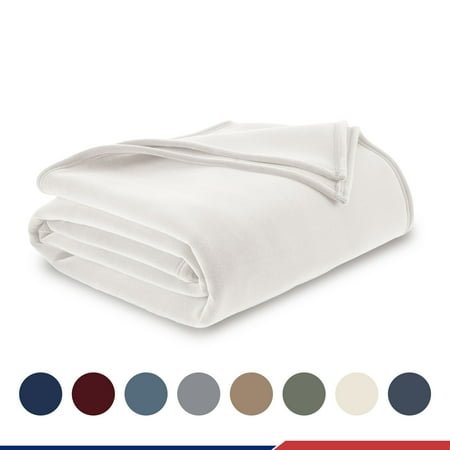 Soft All-Season Fleece Throw Blanket – Cozy Layering Bed Blanket – Twin Size – Ivory