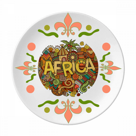 

African Aboriginal Art Pattern Tribal Flower Ceramics Plate Tableware Dinner Dish